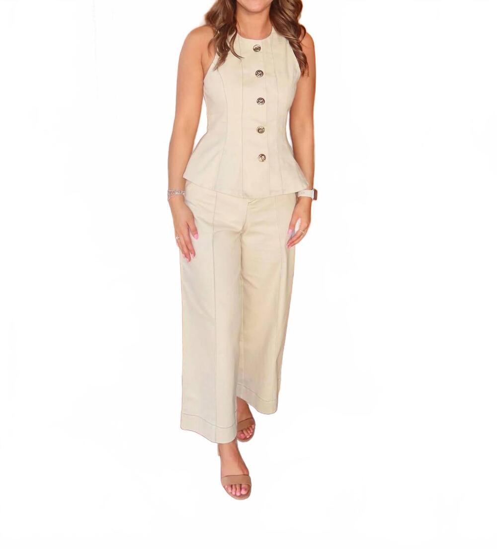NEW KLESIS fifth ave sutton denim set in beige